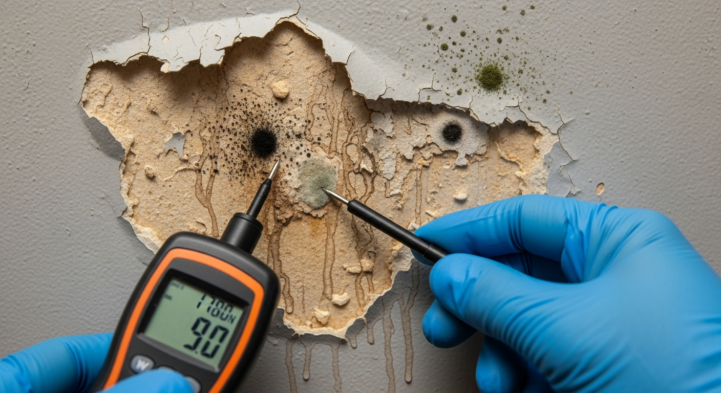 Mur avec traces d'humidité dans un appartement parisien