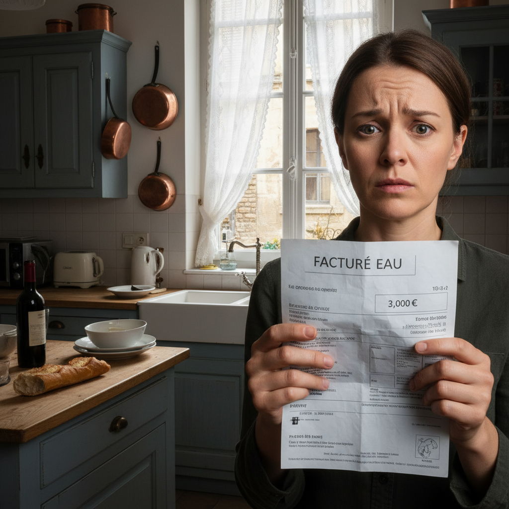 Personne inquiète devant une facture d'eau anormalement élevée